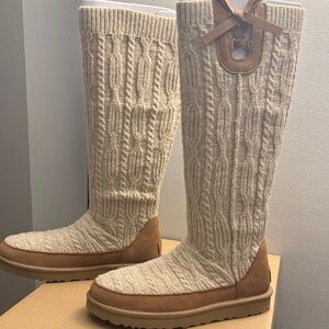 UGG Cream and Tan Winter Boots